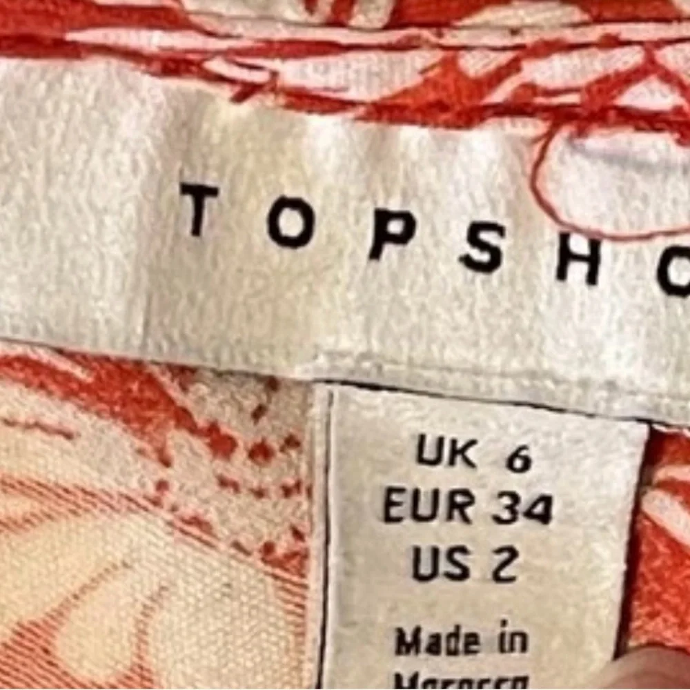 Topshop Red Floral Mini Dress Ruffle Vintage-Style Side Cut Out‎s Fairy Size 2 - Picture 8 of 13